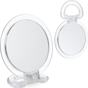 Relaxdays make-up spiegel - set van 2 - dubbelzijdig - handspiegel - vergrotende spiegel