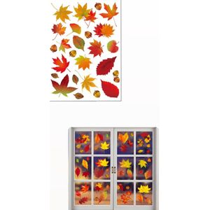 Akyol - herfst stickers - herfst sticker - Raamsticker - raamsticker voor kerst - herfst decoratie - leuke raam decoratie - herfst - decoratie - herfst versiering - stickers voor op je raam - blaadjes - bladeren