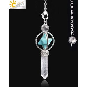Pendel steen - Pendelen - Spiritueel - Pendelsteen - Natuursteen - Kwarts - Kristallen - Zeshoekig - Spits - Reiki - Chakra - Accessoires - Turquoise