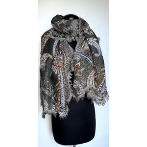 Kasjmier Wollen Dames Sjaal - 180 x 70 cm - Asgrijs