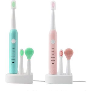 Set van 5 modi waterdichte sonische elektrische tandenborstel USB oplaadbaar 4-kops gezichtsborstel