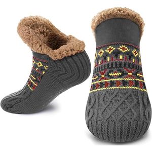 Pantoffelsokken - Zachte, comfortabele, warme pantoffelsokken voor dames - Fleecevoering - Antislipsokken - Geschikt voor binnen en op de vloer - Geweldig kerstcadeau voor vrouwen - Sokken met grip
