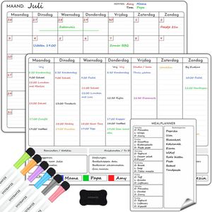 Systemyze Maandplanner & Weekplanner Whiteboard Set – Magnetisch Planbord – Magnetische Maandplanner – Inclusief Meal Planner, Markers & Wisser – A3 Formaat