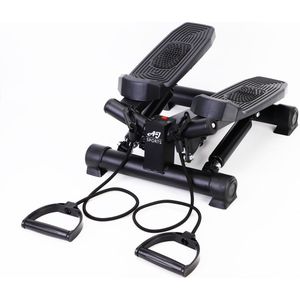 AJ-Sports Stepper - Stepper Fitness - Mini Stepper - Traploper - Aerobic Step - Crossfit - Fitness - Met Computer en Weerstandsbanden - Zwart