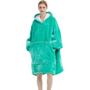 JAXY Hoodie Deken - Snuggie - Snuggle Hoodie - Fleece Deken Met Mouwen - 1450 gram - Hoodie Blanket - Groen