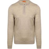 Suitable Crew Zip Merino Sand - Maat M - Heren - Pullover - Schipperstrui met rits - Volwassen mannen - Sweater