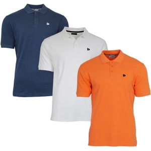 3-Pack Donnay - Polo (Noah) - Sportpolo - Heren - Navy/White/Apricot orange (584) - maat XL