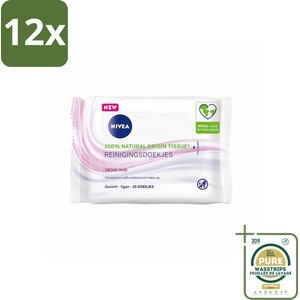 NIVEA - Reinigingsdoekjes - Verzachtend - Droge Huid - Verwijdert Waterbestendige Make-up - 25 Doekjes - Voordeelverpakking - 12 stuks - Droge huid - Gevoelige huid