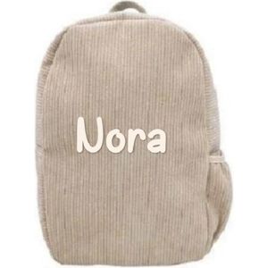 Berenrugtas -Berenrugzak - Berentas - Beige Rib - met naam - schooltas - tas met naam - kinderen - peuter - kleuter - teddy - baby en kind