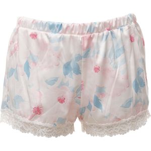 Guy de France - Short nacht satijn - bedrukt ivoor bloem - S