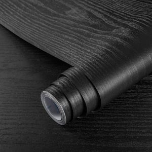 PromoHome Zelfklevende Meubelfolie - Houtlook Zwart - 60x600 cm