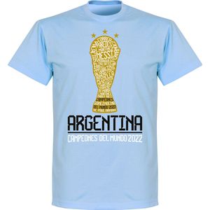 Argentinië WK 2022 Campeones T-Shirt - Lichtblauw - M