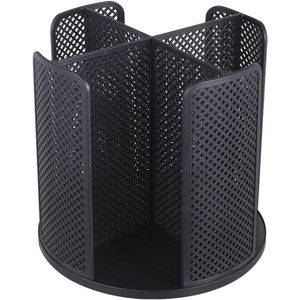 Bekerdispenser 4 vakken 360° draaibare bekerhouder zwart kunststof - geschikt voor 60-80 kopjes 5-8 cm diameter
