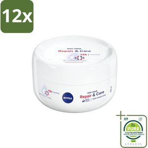 NIVEA - Bodycrème - Herstel & Verzorging - Voor zeer droge huid - 72 uur hydratatie - 300 ml - Voordeelverpakking - 12 stuks - NIVEA bodycrème - Droge huid