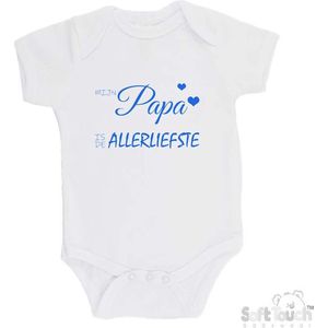 100% katoenen Romper ""Mijn papa is de allerliefste"" Vaderdag Jongens Katoen Wit/blauw Maat 56/62