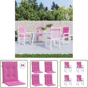 vidaXL Stoelkussens - Lage Rug - 4 stuks - Roze Stoelkussens - Lounge Kussens - Tuinkussens - Buitenkussens - Rozekleur