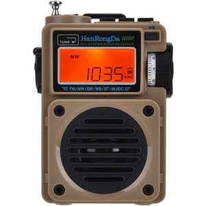 Geschikt voor HRD-701 SW Radio draagbare Bluetooth-luidspreker, oplaadbare muziekspeler, volledige FM AM SW WB-radio, ondersteuning voor Bluetooth, TF-kaartweergave, wekker met 6 EQ en NOAA-alarm (grijs)
