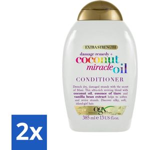 2 x OGX - Coconut Miracle Oil - Conditioner - Herstellend - Voor Beschadigd Haar - 385 ml - Haar Conditioner - Herstellende Conditioner - Kokosolie Conditioner - Conditioner Voor Beschadigd Haar - Conditioner Voor Droog Haar