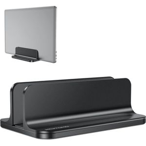Verticale verstelbare laptopstandaard van aluminium - Geschikt voor MacBook Pro/Air, Lenovo, Samsung, ASUS, Acer, Surface, enz. (tot 17.3 inch) - Zwart