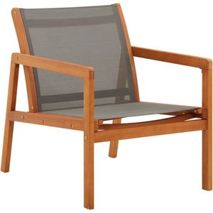 vidaXL - Loungestoel - massief - eucalyptushout - en - textileen - grijs