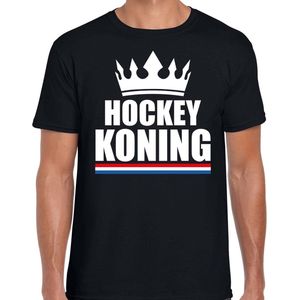 Zwart hockey koning shirt met kroon heren - Sport / hobby kleding S