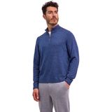 FALKE - Basic Lambswool Half-Zip - Wol Trui - Blauw