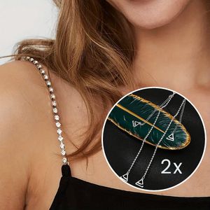 Lagloss® 2 Stuks Strass BH-Schouderbandjes Bling Strass Glitter Verwisselbare Luxe BH Bandjes Zilver