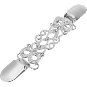 Fako Bijoux® - Vestsluiting - Vestclip - Sjaalspeld - Vestklem - Krullen - Strass - Zilverkleurig
