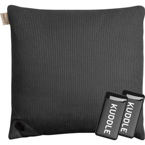 Kuddle Warmtekussen Oplaadbaar - Draadloos - Elektrisch - 45x45cm - Knitted 'Cozy Grey' - Inclusief 2 Powerbanks