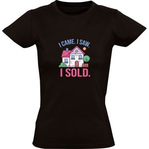 I came. I saw. I sold. Dames T-shirt | huis | woning | verhuizen | verkopen | verhandelen | ik kwam, ik zag, ik verkocht | Zwart