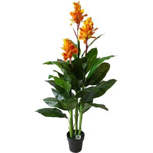 Kunst Bloemplant Canna - Strelitzia - 165cm - Oranje