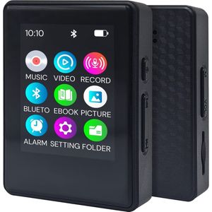 MP3 Speler Bluetooth 64GB - Compacte MP4 Video Speler - Dictafoon - BT 5.0 - E-Book - TBD06 - Zwart