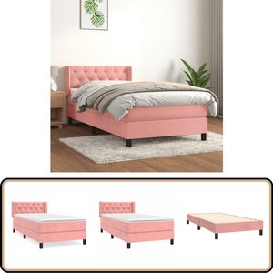 vidaXL Boxspring - Fluweel Roze - 80x200 cm Boxspringbed - Fluweel Bed - Roze Bed - Tweepersoonsbed - Pocketveer Matras