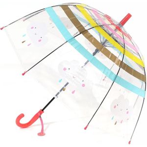 Clear Bubble Paraplu Auto Geopend - 8 Fiber Ribben - Easy Grip Handvat - Transparante Koepel Regenboog Paraplu voor Kinderen