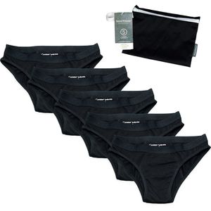 Cheeky Pants Feeling Sporty - Set van 5 + wetbag - Maat 40-42 - Extra absorberend - Zwarte Wetbag - Zero waste product - Absorberend - Incontinentie ondergoed