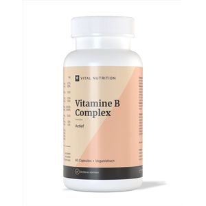 Vital Nutrition Vitamine B-Complex - B-vitaminen in actieve vorm- Folaat van Quatrefolic® - Met halfvitaminen - 100% plantaardig - 60 capsules