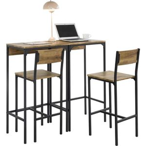DD Bartafel met Barstoelen - Bartafel Keuken - Bartafel Buiten - Inclusief 2 Stoelen