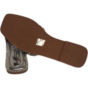 MULANKA -LUXE SLIPPER MET STRASS-SILVER- LUXE VOETBED- STRASS LANGS ZOOLRAND-37