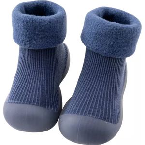 Fleece anti-slip babyschoentjes - Sok sloffen - Eerste loopschoentjes van Baby-Slofje - Effen blauw maat 26/27