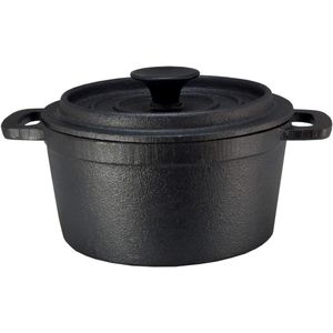 Gietijzeren pan met deksel 14 cm - ideale kookpan voor grillen en stoven