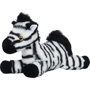 Knuffeldier Zebra Zowie - zachte pluche stof - wilde dieren knuffels - wit/zwart - 30 cm