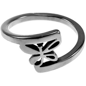 Ring Dames - Vlinder Ring - Gepolijst RVS - Asymmetrische Ring