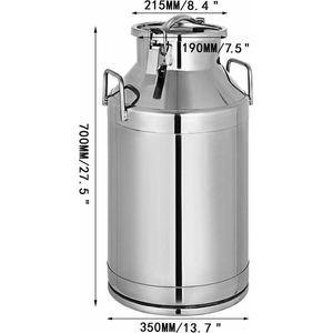 50 Liter RVS Melkkan - Melkemmer - Wijnemmer - Roestvrij Staal Kan voor - Wijn - Melk - Olie - Opslag - Transport - Luchtdicht - RVS - 70cm hoog - 35cm breed -