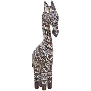 Beeld giraffe houtlook decoratief 32cm hoog