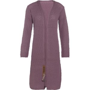 Knit Factory Luna Lang Gebreid Vest Lila - Gebreide dames cardigan - Lang vest tot over de knie - Paars damesvest gemaakt uit 30% wol en 70% acryl - 36/38