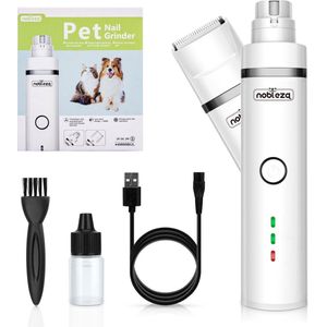 Nobleza Electrische Nagelvijl voor huisdieren - Incl. Tondeuse opzetstuk - Honden/Katten - USB opladen - Wit