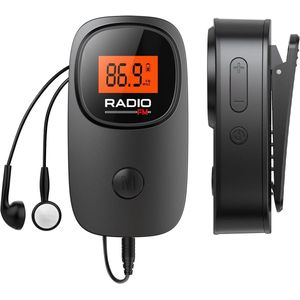 Draagbare pocket mini fm-radio met clip - met goede ontvangst, duidelijk lcd-scherm, radio preset, digitale aaa-batterij radio voor walking jogging sessies
