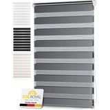 Sol Royal - SolDecor DL2 - Dubbelrolgordijn - Grijs - Stof - 7,5 cm Strepen