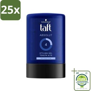 25 x Schwarzkopf - Taft - Absolut Haargel - Mannen - Langdurige Hold - 300 ml - Grootverpakking - Haar Gel - Haargel Voor Mannen - Langdurige Fixatie - Styling Gel - Taft Absolut