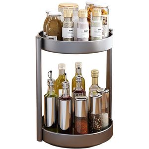 2 niveaus roterend kruidenrek draaitafel luie Susan make-up organizer - kast organizer metaal - verwijderen kruidenrekken - keukenkast bijkeuken tafel badkamer